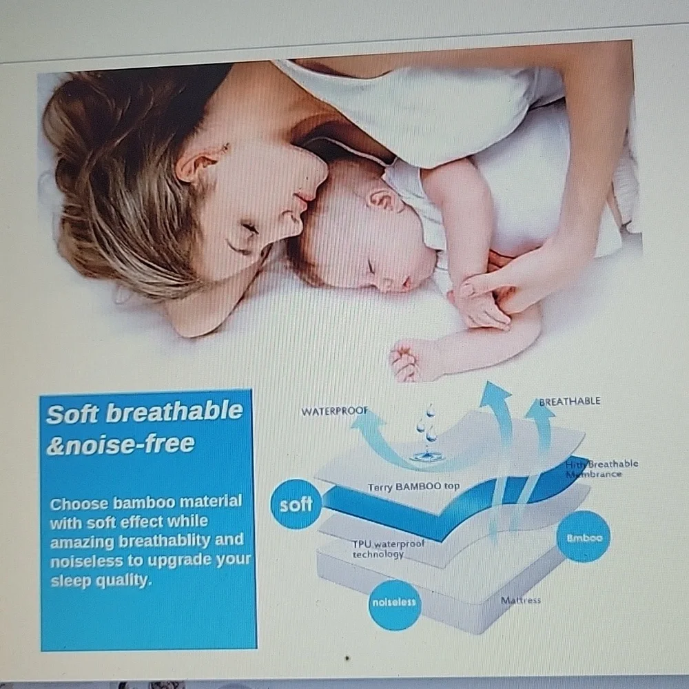 Comficlouds King waterproof mattress protector breathable noiseless white New